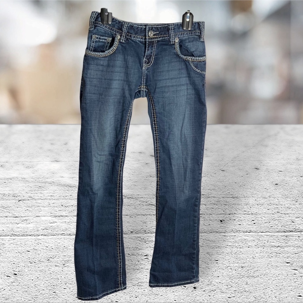 Rock & Roll Cowgirl Low Rise Bootcut Jeans w Back Flap Pockets Wm 26x32